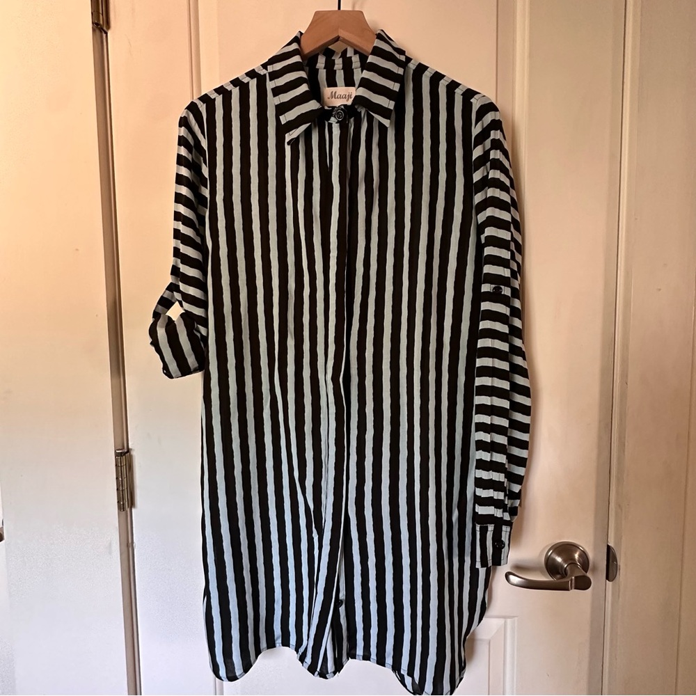 Maaji Black and light blue/green Striped Shirt
